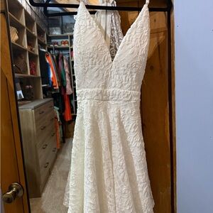 Elegant Lace Halter Dress in White